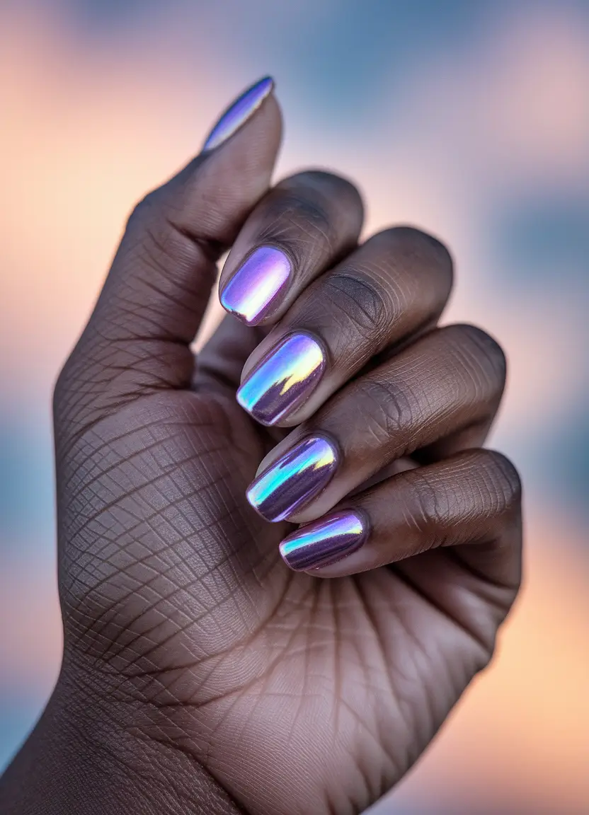 august nails designs simple Opalescent Mirror Glaze That Catches the Sky