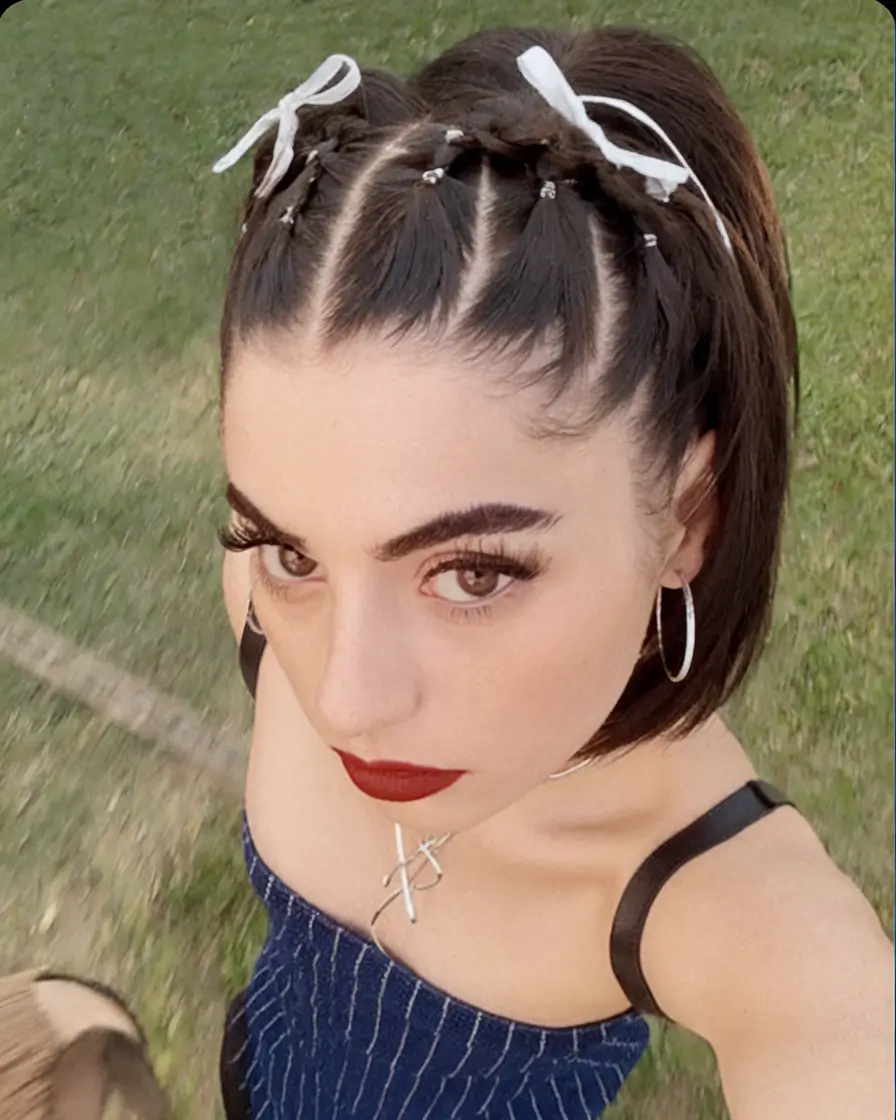 back to school hairstyles 2025 Half-Up Mini Braids with Ribbons