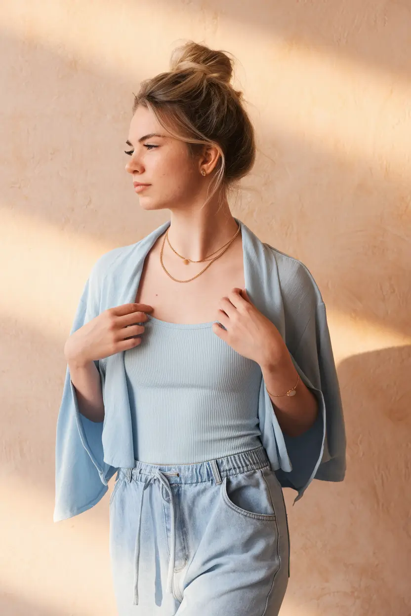 back to school hairstyles 2025 Messy Top Bun with Loose Strands