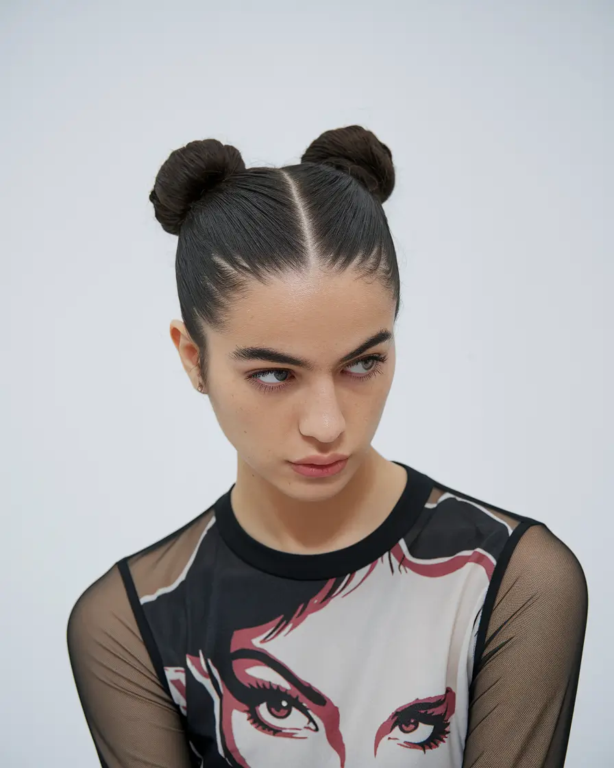 back to school hairstyles 2025 Sleek Double Buns for a Statement Look
