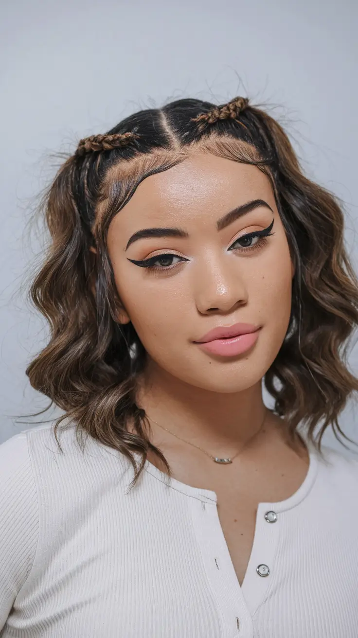 back to school hairstyles 2025 Double Braided Top Knots with Defined Curls