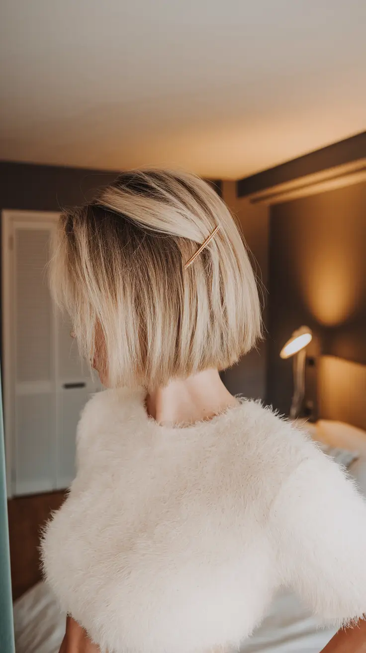 back to school hairstyles 2025 Blunt Bob with a Barely-There Pin
