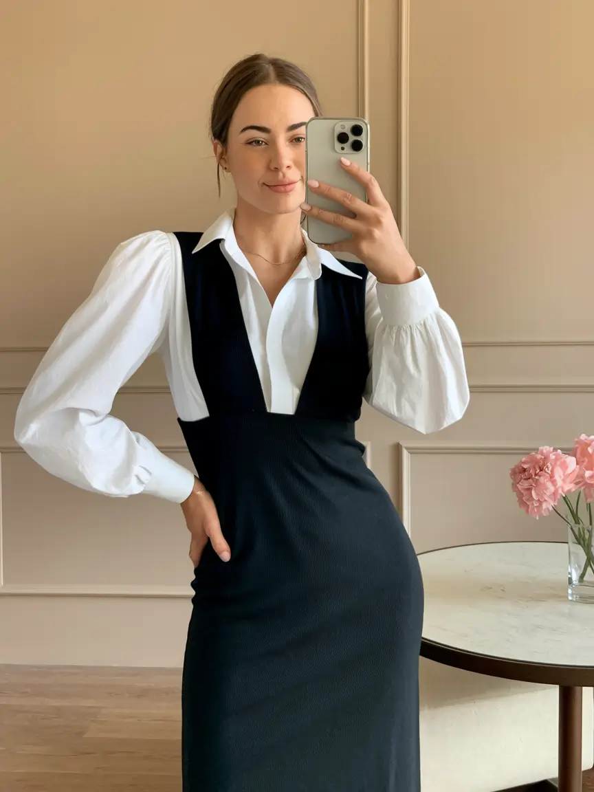 back to school outfits ideas 2025 Layered Elegance in a Timeless Silhouette