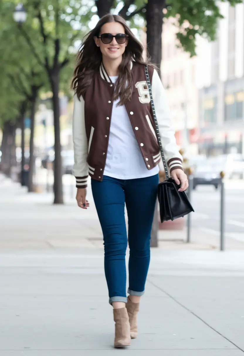 back to school outfits ideas 2025 Letterman & Denim: Classic Meets Confident