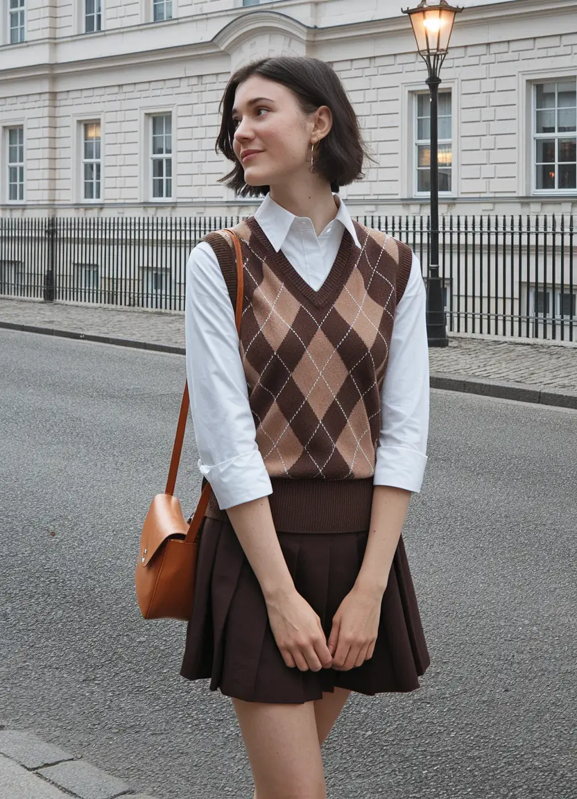 back to school outfits ideas 2025 Argyle Revival: Smart Meets Soft Autumn