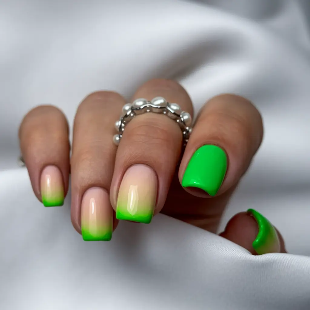 best july nail color Fresh Lime French That Pops Like Summer