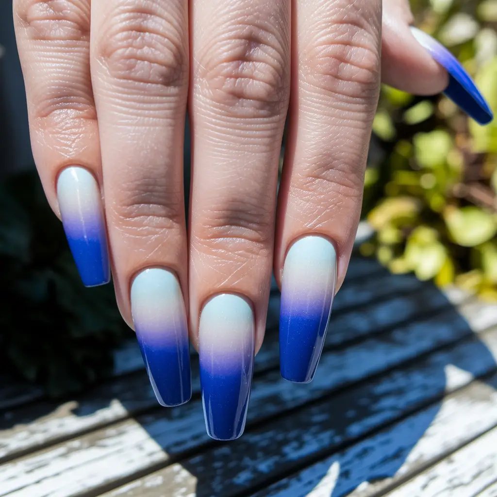 july nail colors 2025 Cool Toned Dusk Fade for Summer Evenings
