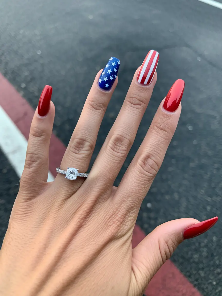 4th of july nail solid colors Flag-Inspired Gloss That’s Clean and Classic