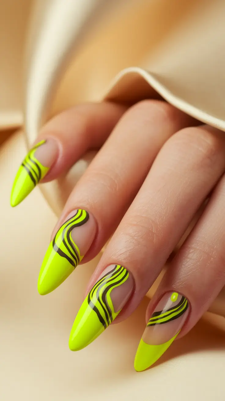 july nail color ideas Neon Swirl Pop That Screams Summer Rebellion
