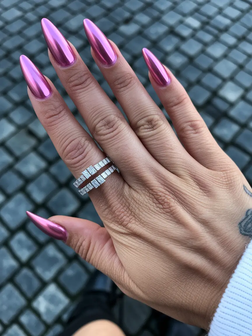 4th of july nail solid colors Chrome Pink Drama That Hits Different at Dusk