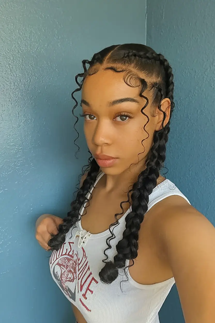 first day of school outfits 2025 Statement Braids with Spiral Tendrils