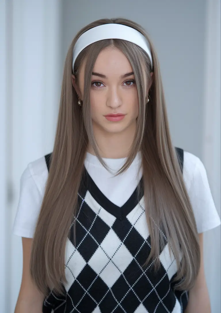 first day of school outfits 2025 Retro Headband With Pin-Straight Flow