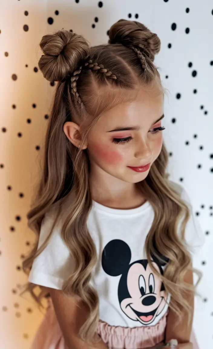 first day of school outfits 2025 Space Buns and Braids Combo With Beach Waves