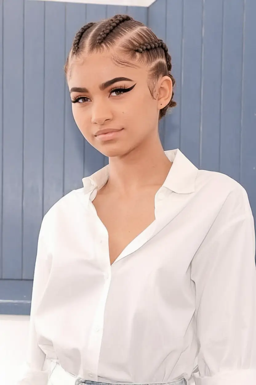 first day of school outfits 2025 Mini Cornrow Crown With a Sharp Center Part