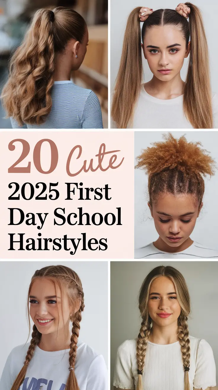 Cute 2025 First Day of School Hairstyles for Girls – Trendy Braids, Ponytails, and Natural Looks