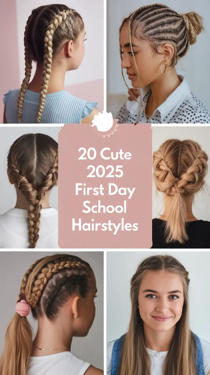 Cute 2025 First Day of School Hairstyles for Girls – Trendy Braids, Ponytails, and Natural Looks