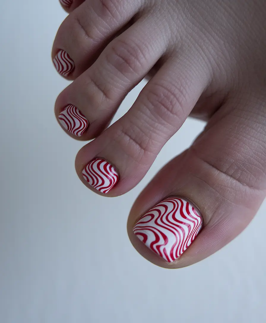 Cute July Toe Nails Summer Peppermint Swirl for July Heat