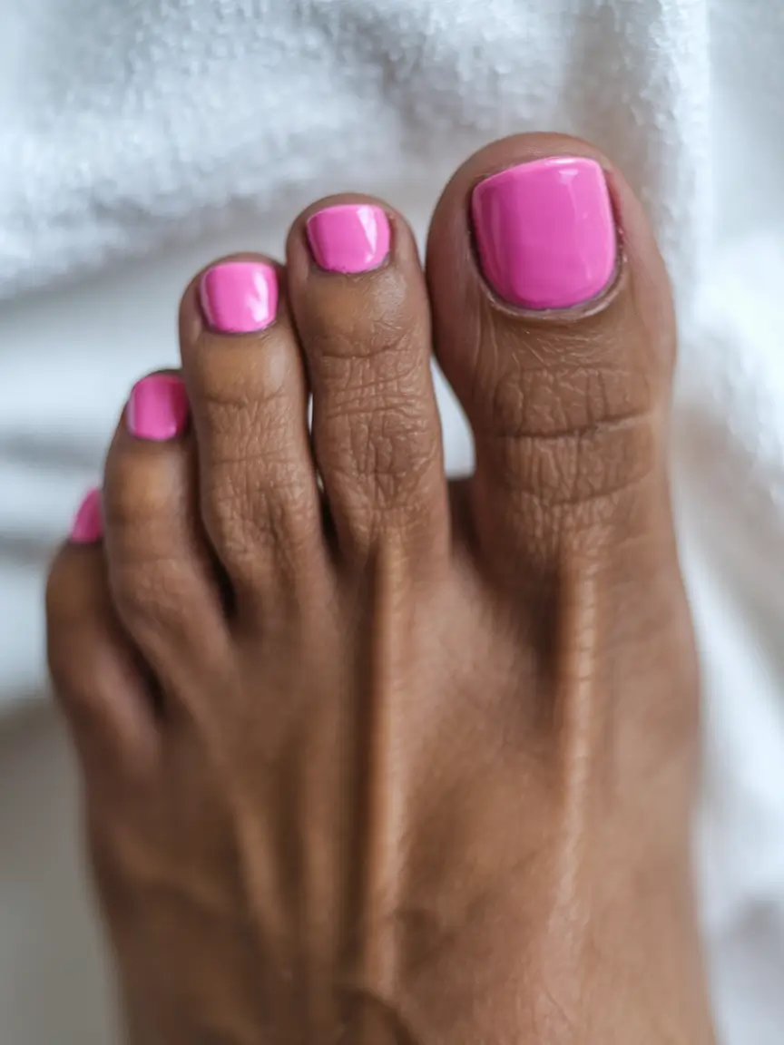 Cute July Toe Nails Summer Glossy Hot Pink Simplicity