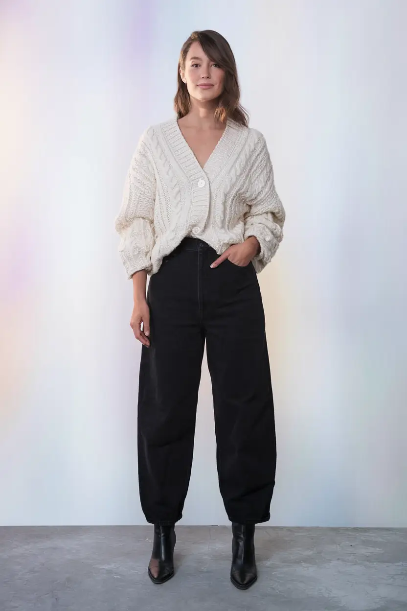 fall business casual outfits mid size Cable-Knit Calm for Chaotic Workdays