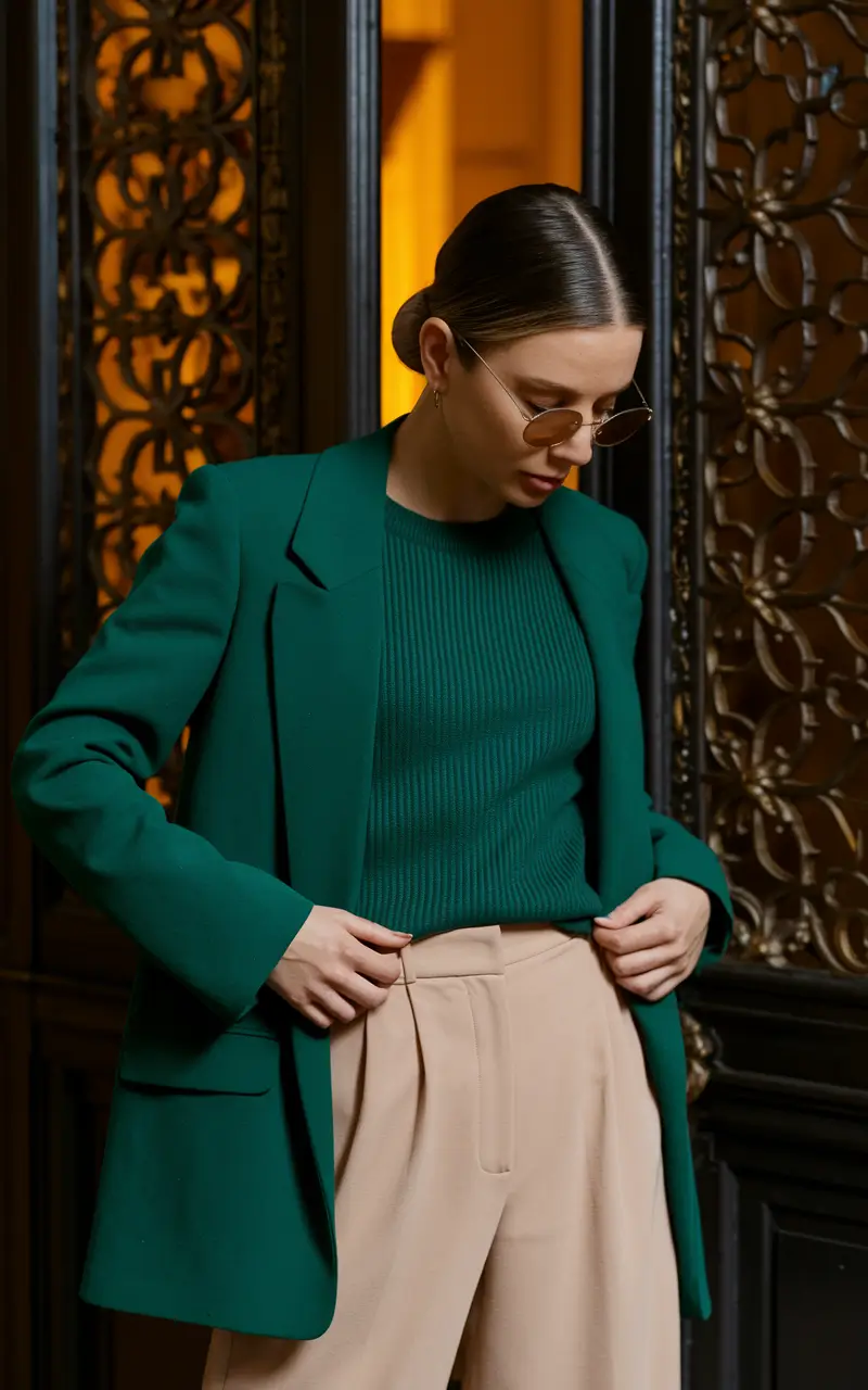 fall business casual outfits 2025 Emerald Green for the Win