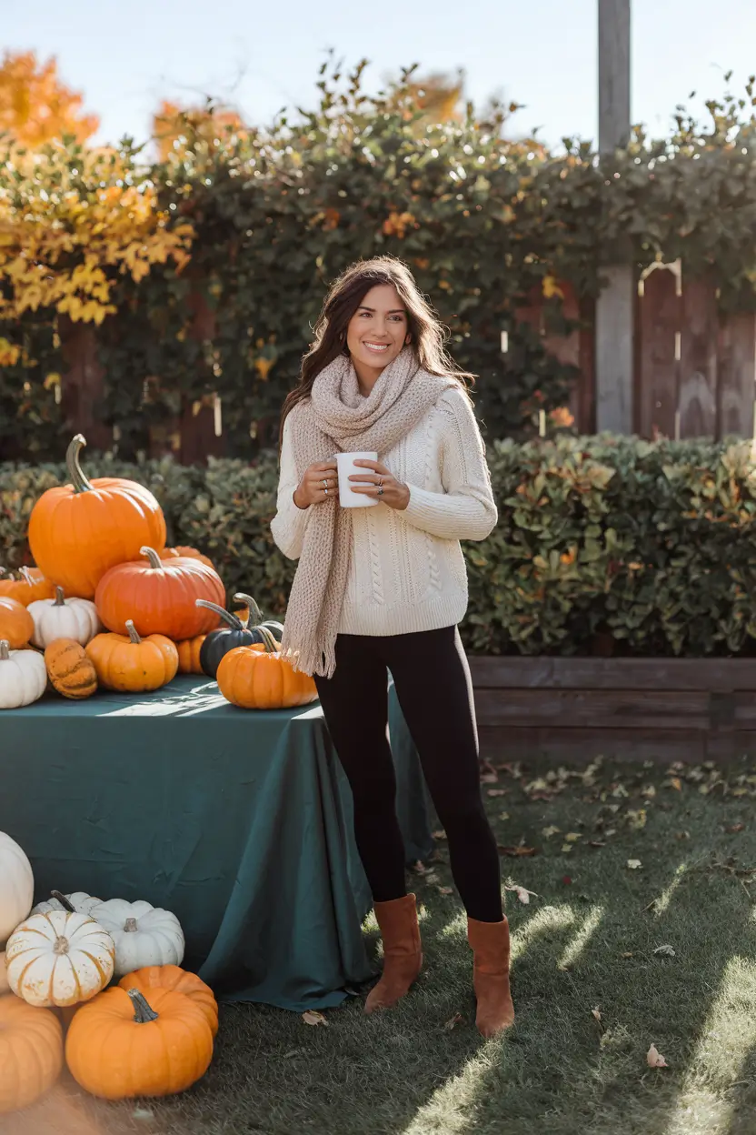 Fall 2025 outfits ideas for stylish women - Textured Layers for the Pumpkin Patch Vibe