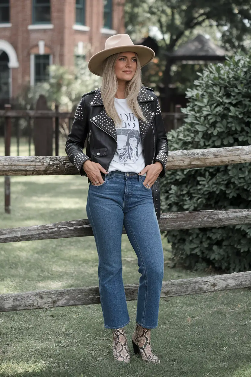 Fall 2025 outfits ideas for stylish women - Studded Moto Cool with Vintage Soul