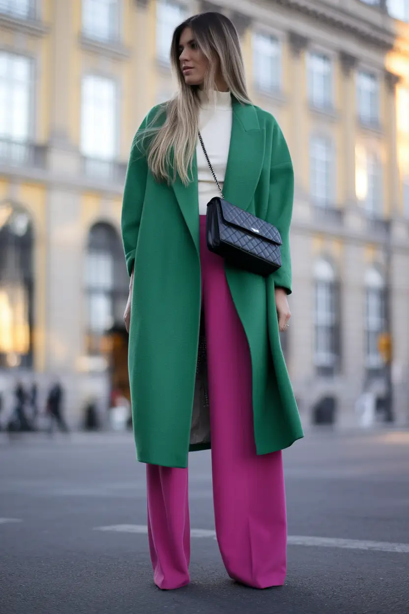 fall outfits women over 30 Bold Color Blocking, Grown-Up Edition