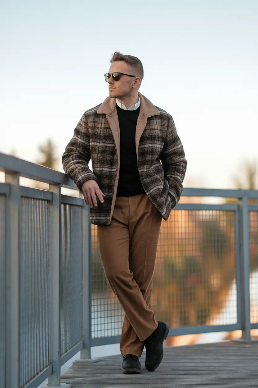 mens fall business casual outfit Rustic Meets Refined: Fall Plaid with a Twist