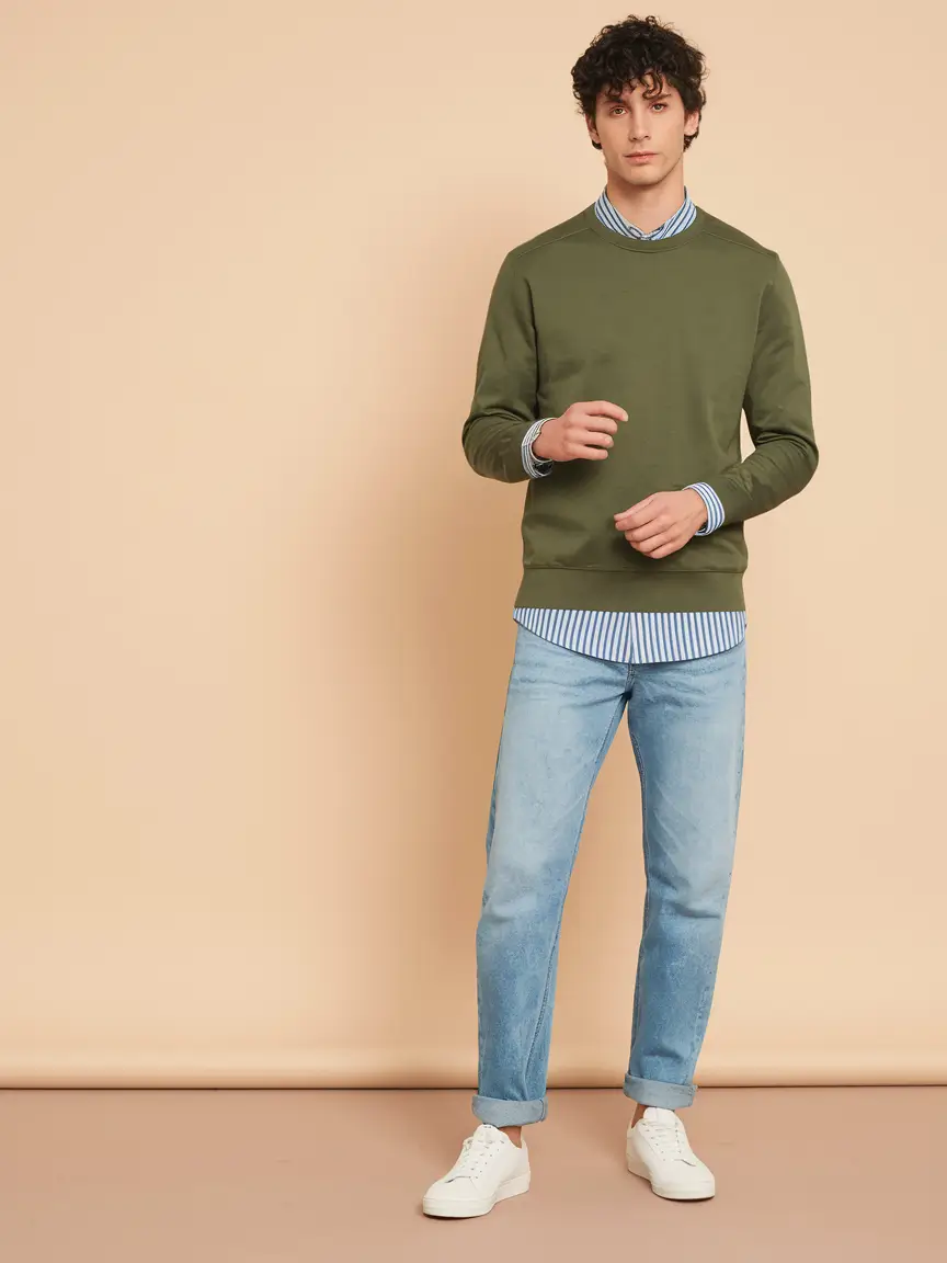 fall business casual outfit for men Crisp Greens with a Playful Finish
