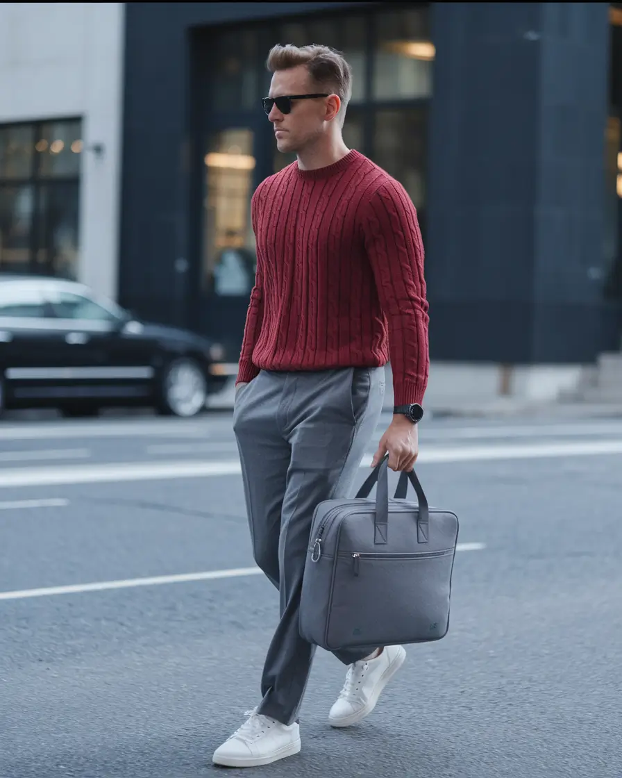 fall business casual outfit men Bold Color with Business Confidence