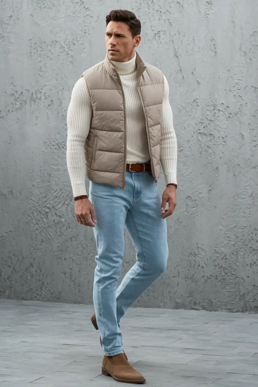 fall business casual outfit for men Layered Neutrals with Sporty Precision
