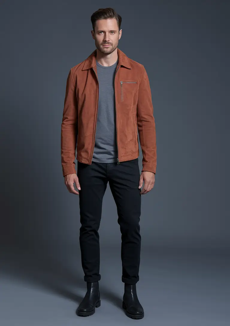 fall business casual outfit for men Rust and Steel: The Confident Minimalist