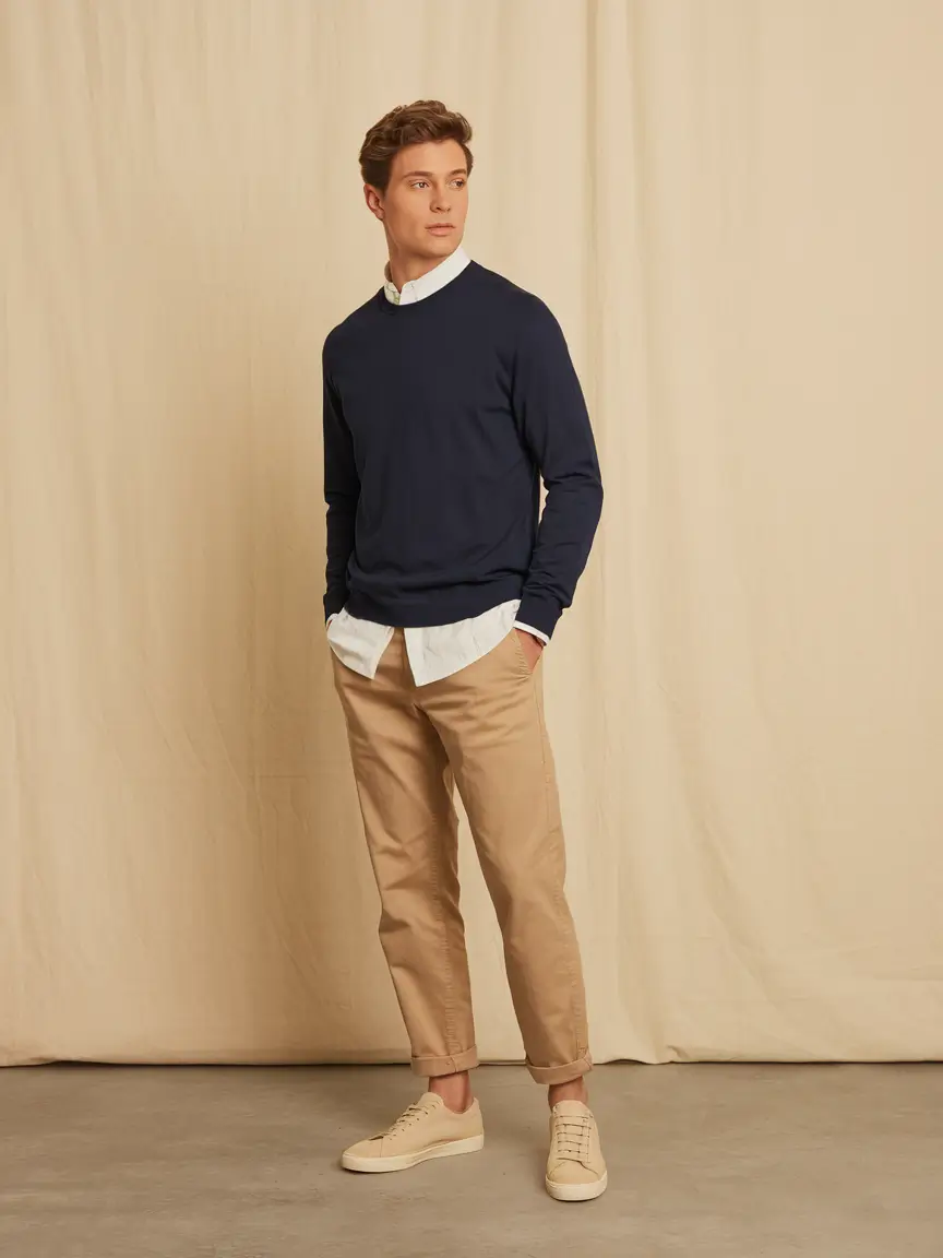 men’s business casual fall outfit Classic Navy with a Preppy Twist