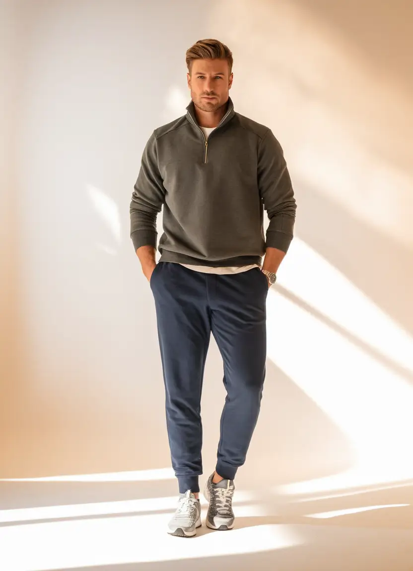 mens fall business casual outfit Athletic Ease with Smart Layers