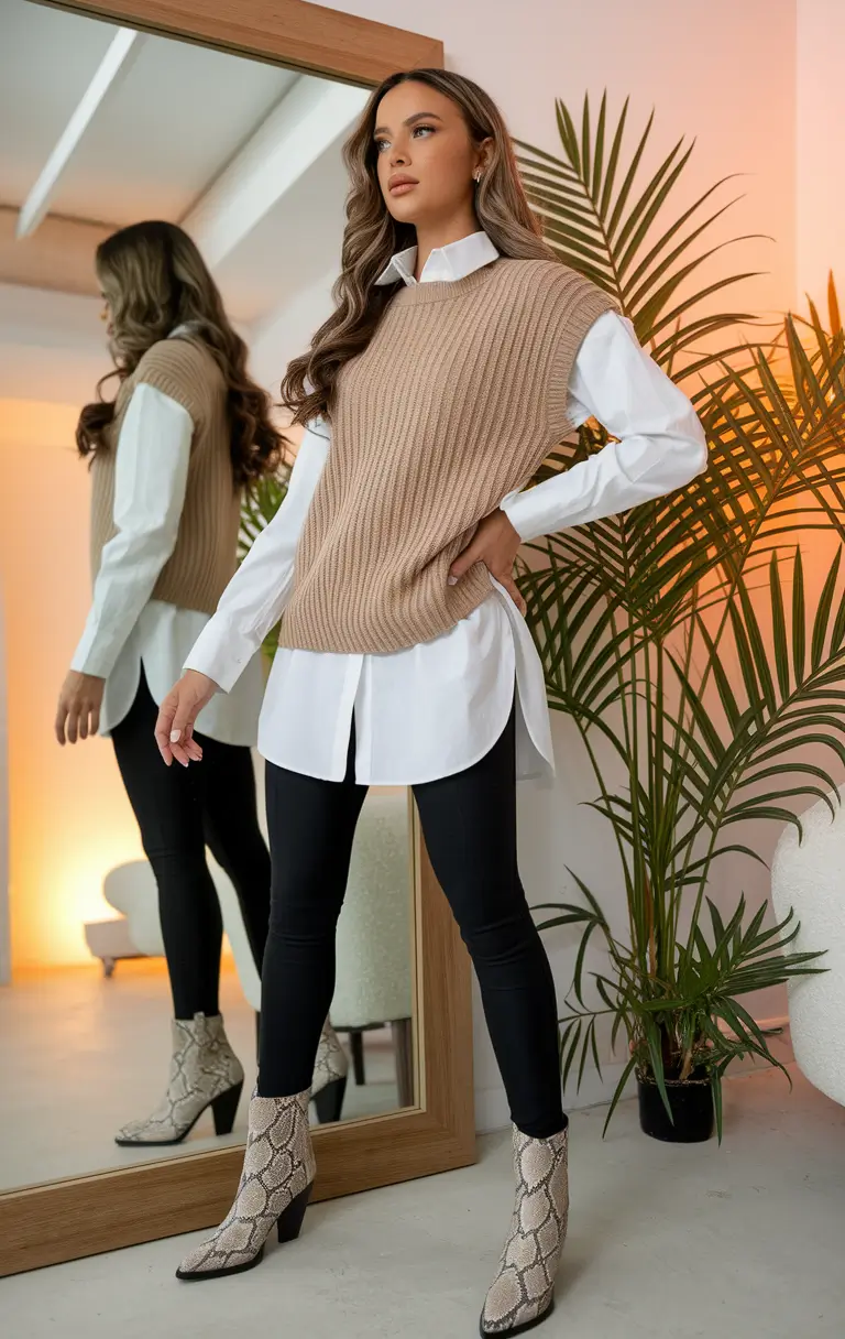 fall capsule wardrobe 2025 Layered Neutrals with Bite