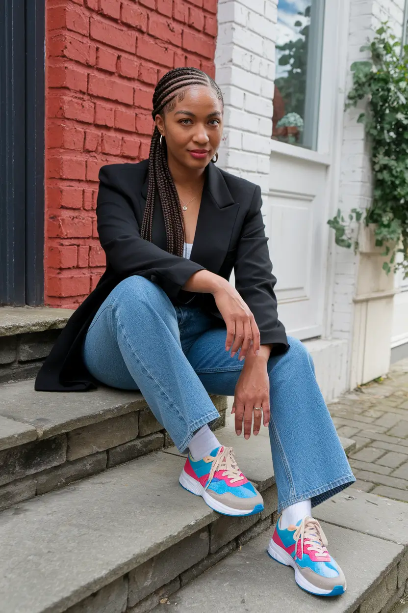 fall outfits </p> <h2>Bold Blazer Meets Colorful Sneaker Energy</h2> <p>