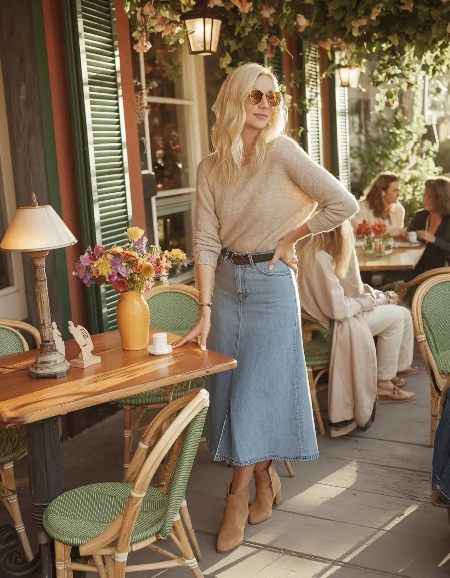 fall outfits </p> <h2>Midi Denim & Suede Boots: Soft Fall Charm</h2> <p>
