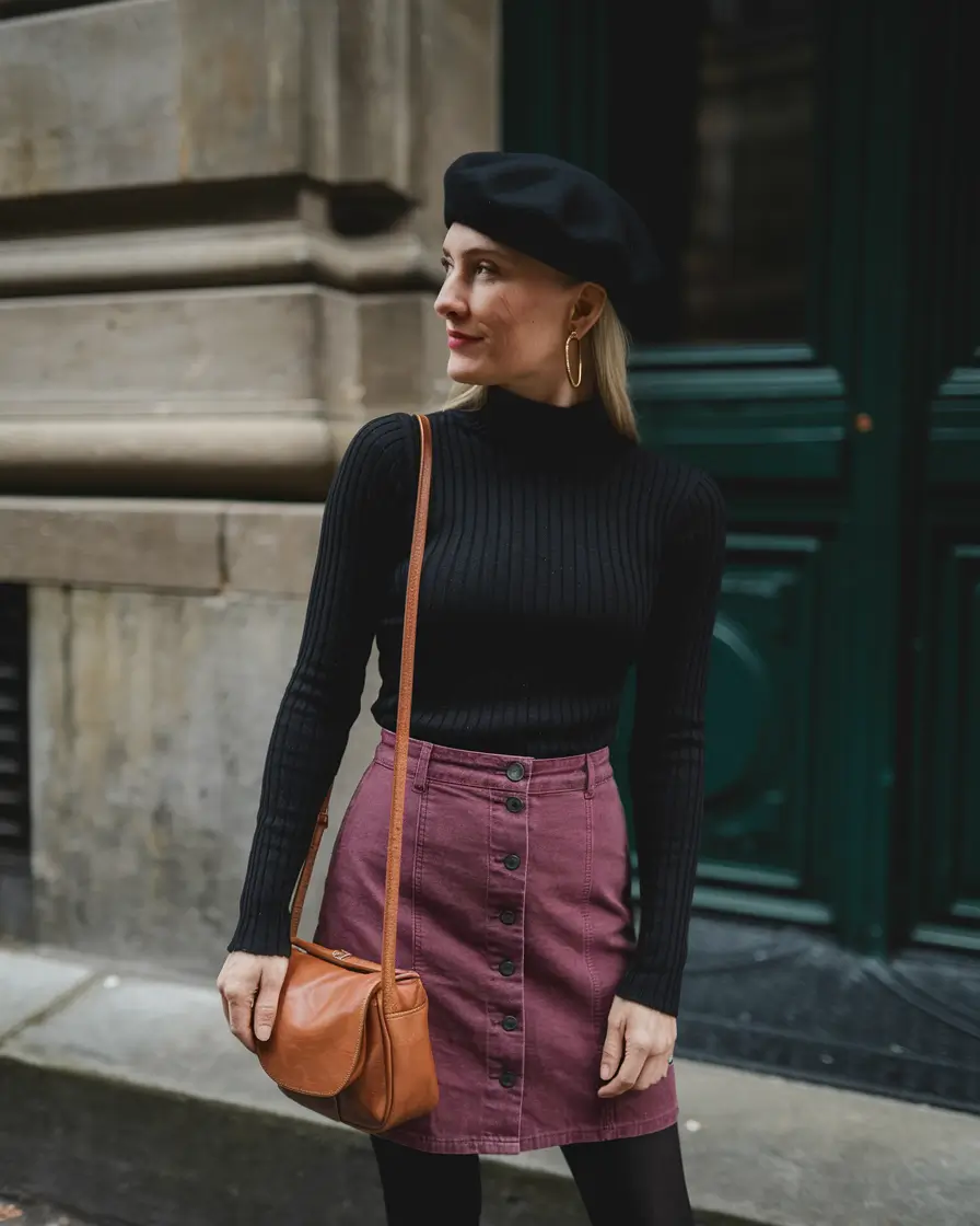 fall old money outfits Muted Plum and Parisian Minimalism
