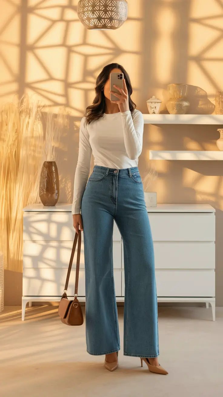 fall old money outfits Elegant Ease with Denim and Neutrals