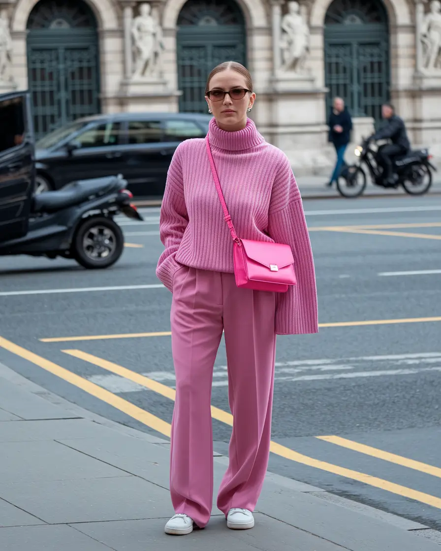fall outfits ideas 2025 Power Pink for the Bold Minimalist