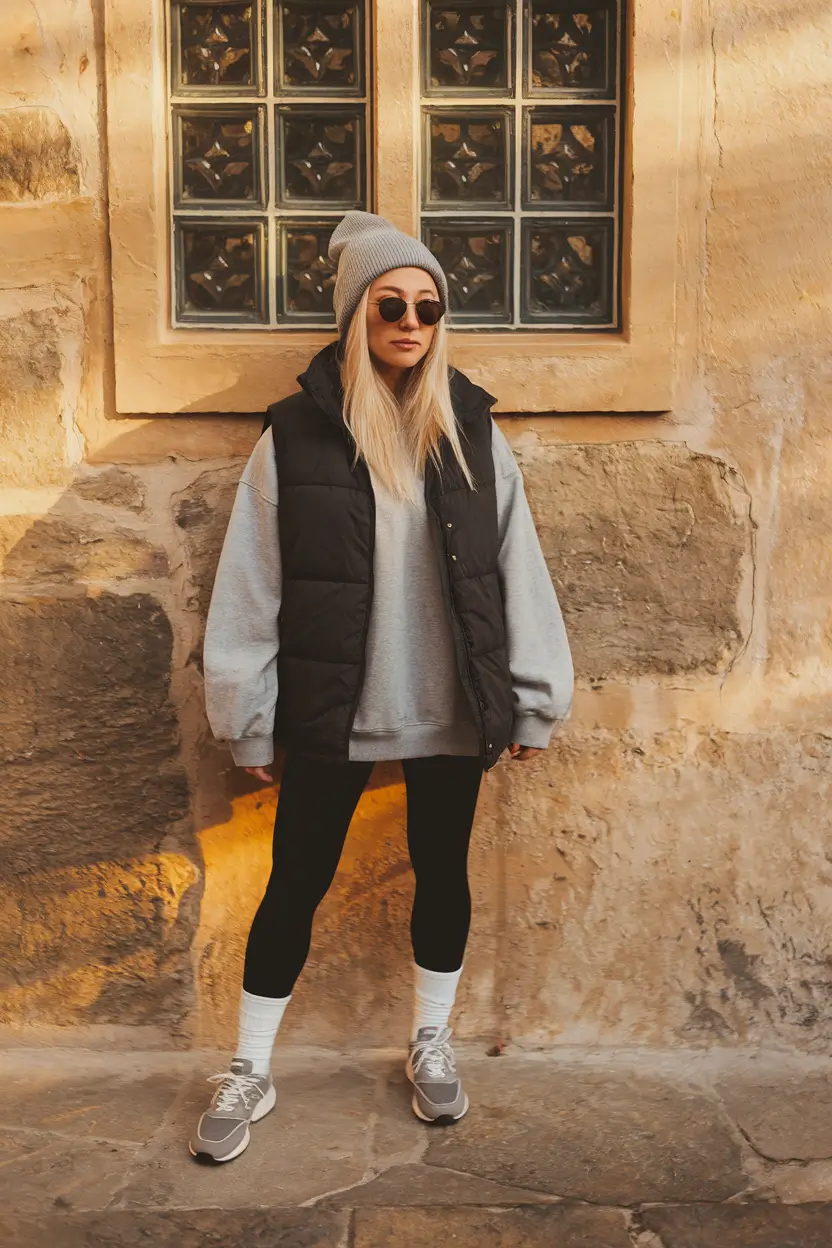 fall outfits ideas 2025 Laid-Back Layers with Black Leggings Energy