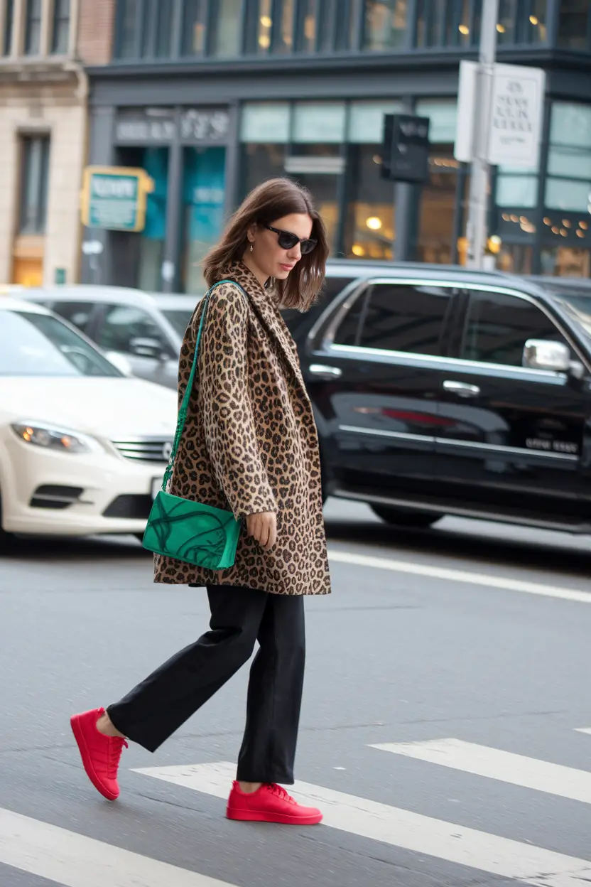 fall outfits ideas 2025 Leopard with a Pop—Wild But Composed