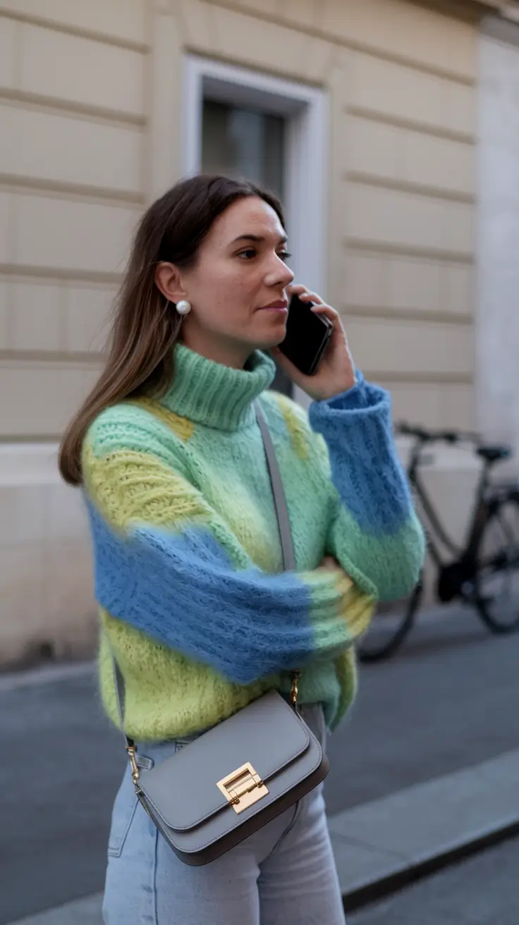fall outfits ideas 2025 Color-Fade Knit to Brighten Grey Skies