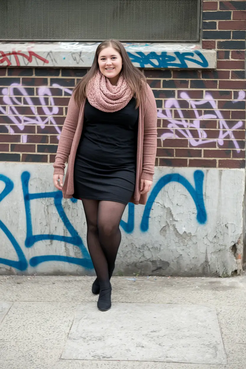 fall plus size outfits Layered Minimalism with a Soft Pink Punch