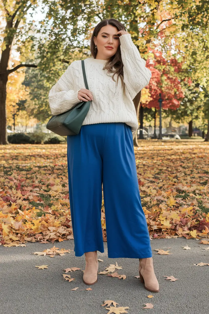 fall plus size outfits Cable Knit and Color Theory