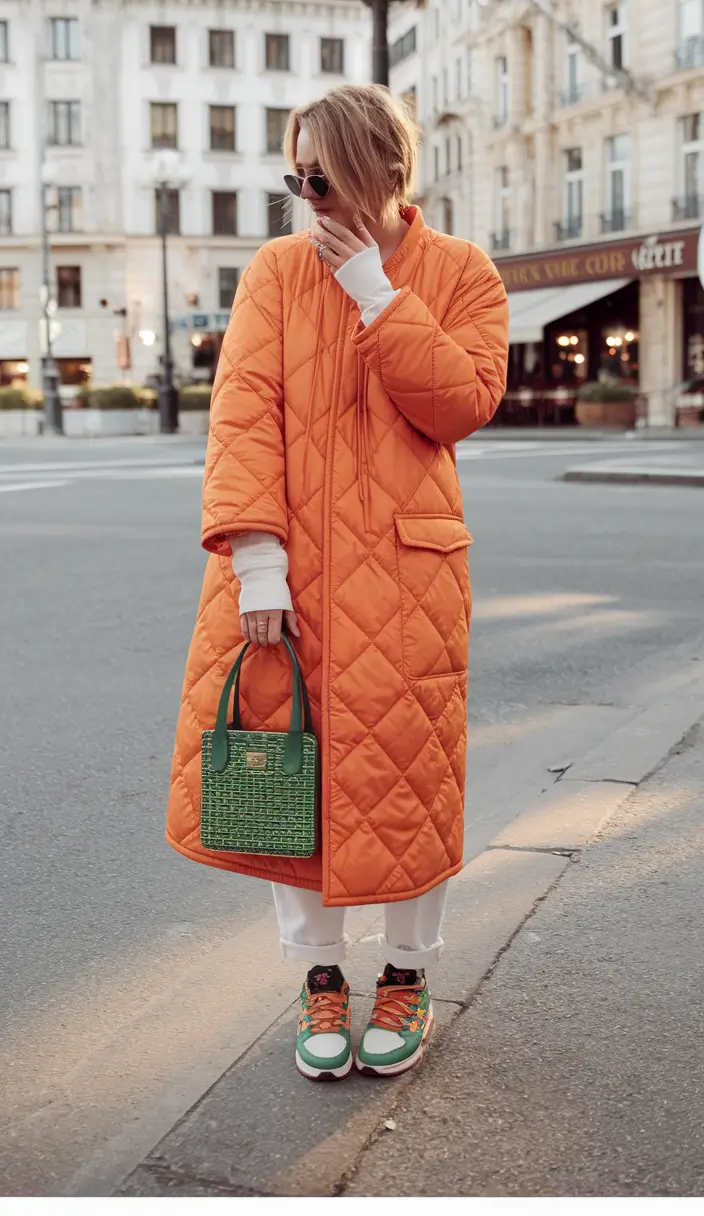 fall transition outfits 2025 Bold Orange Layers With a Sporty Kick