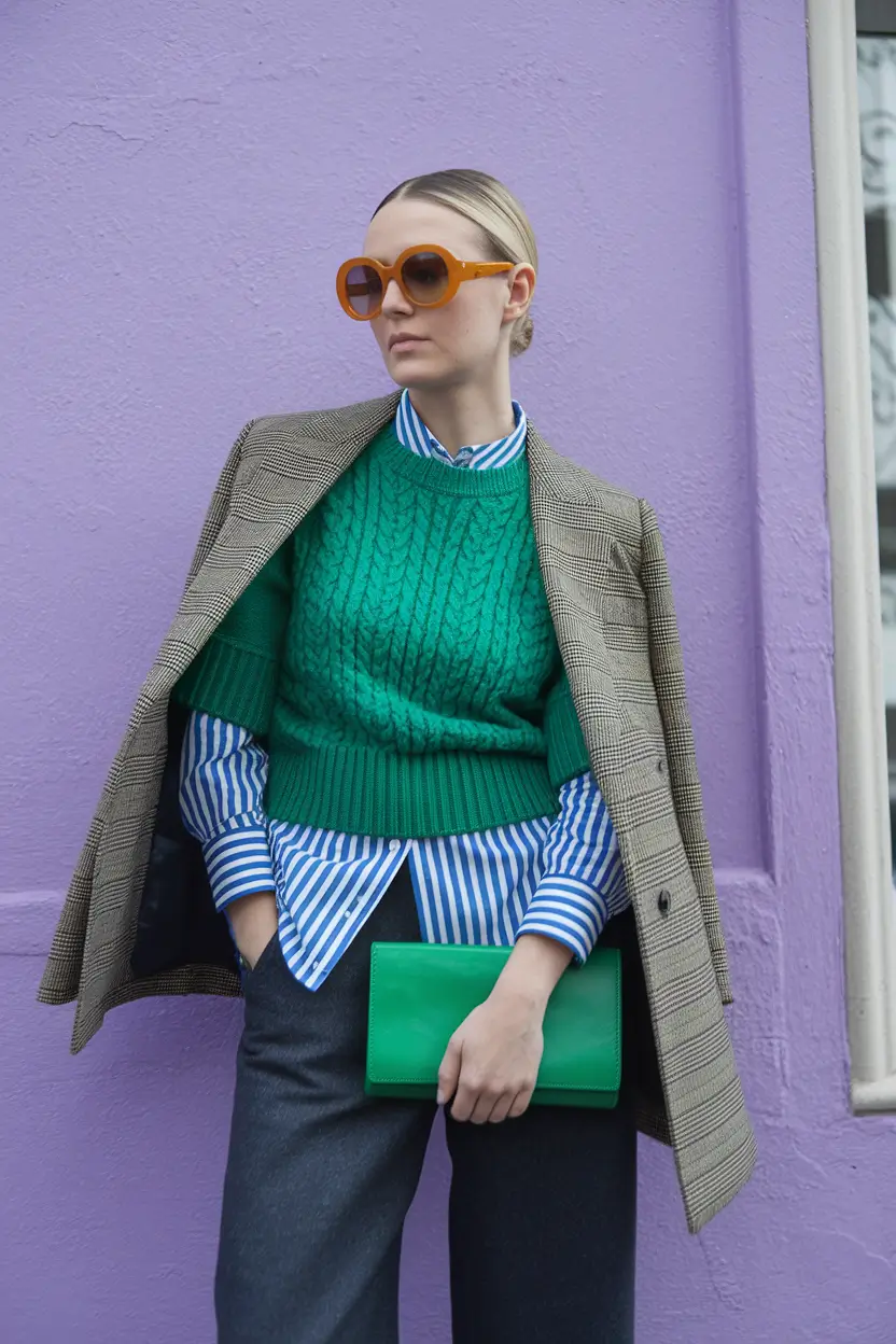 fall transition outfits 2025 Preppy Remix with a Pop of Emerald