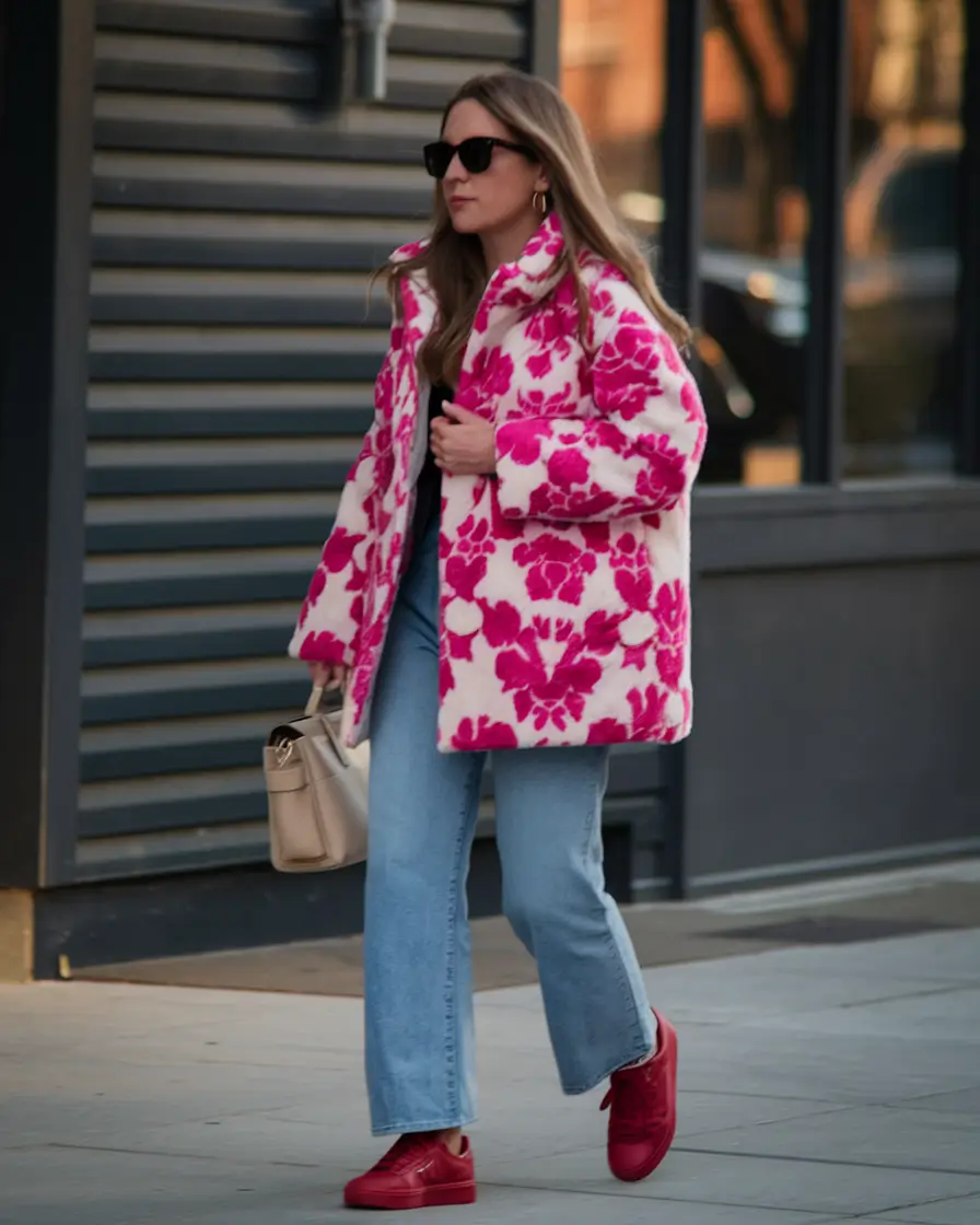 fall transition outfits casual Playful Florals and Street Sneaks