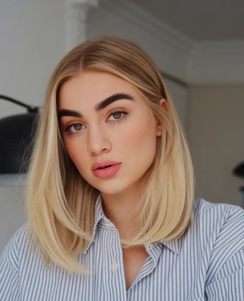 first day of school hairstyles 2025+Blunt Blonde Bob with Side Part