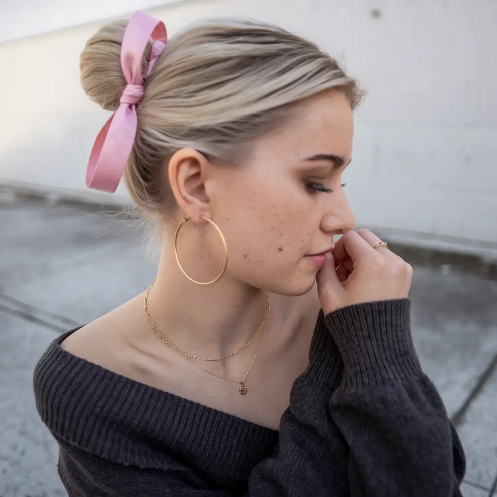 first day of school hairstyles 2025+Ballerina Bun with a Satin Bow